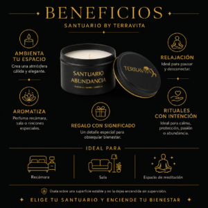 santuario abundancia | vela aromatica de palo santo
